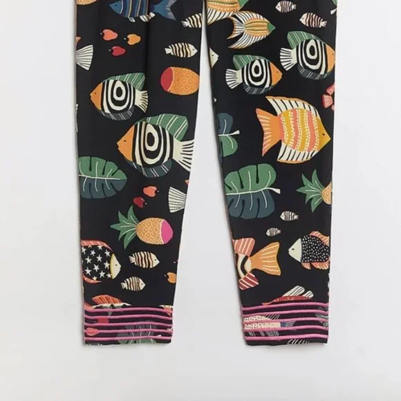 ⭐️Farm Rio Sealife Fish Colorful Peasant Hipster Hippie Art Deco Farm Boho Pants